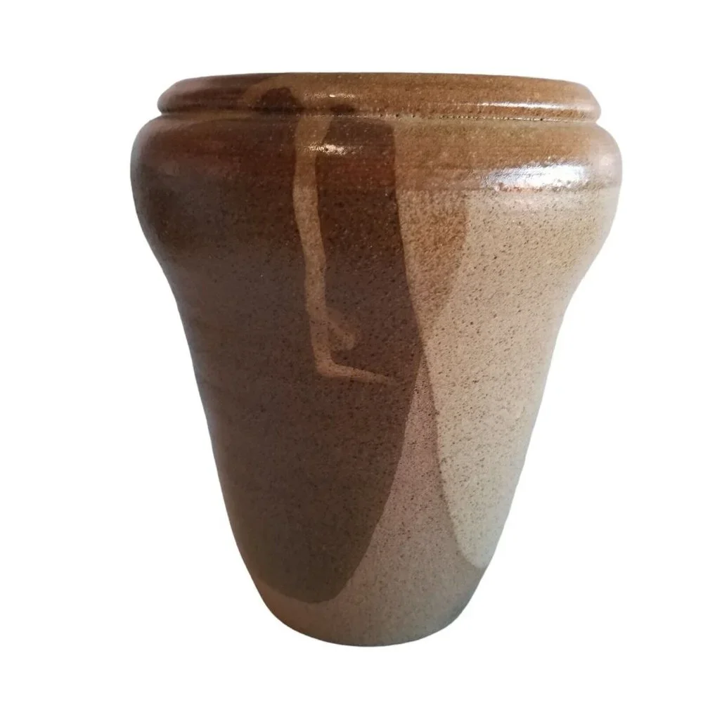 Vintage Studio Pottery Vase Pot Planter Dipped Layered Glaze Signed Decorative